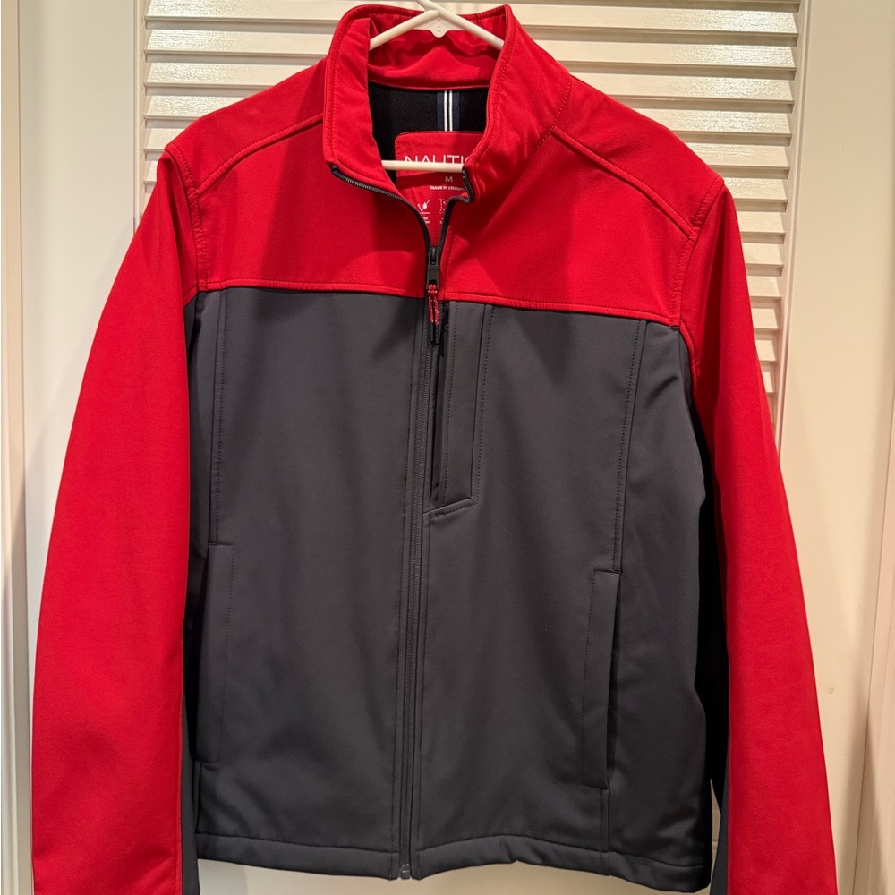 Nautica Men’s Red and Gray Lightweight Softshell Jacket